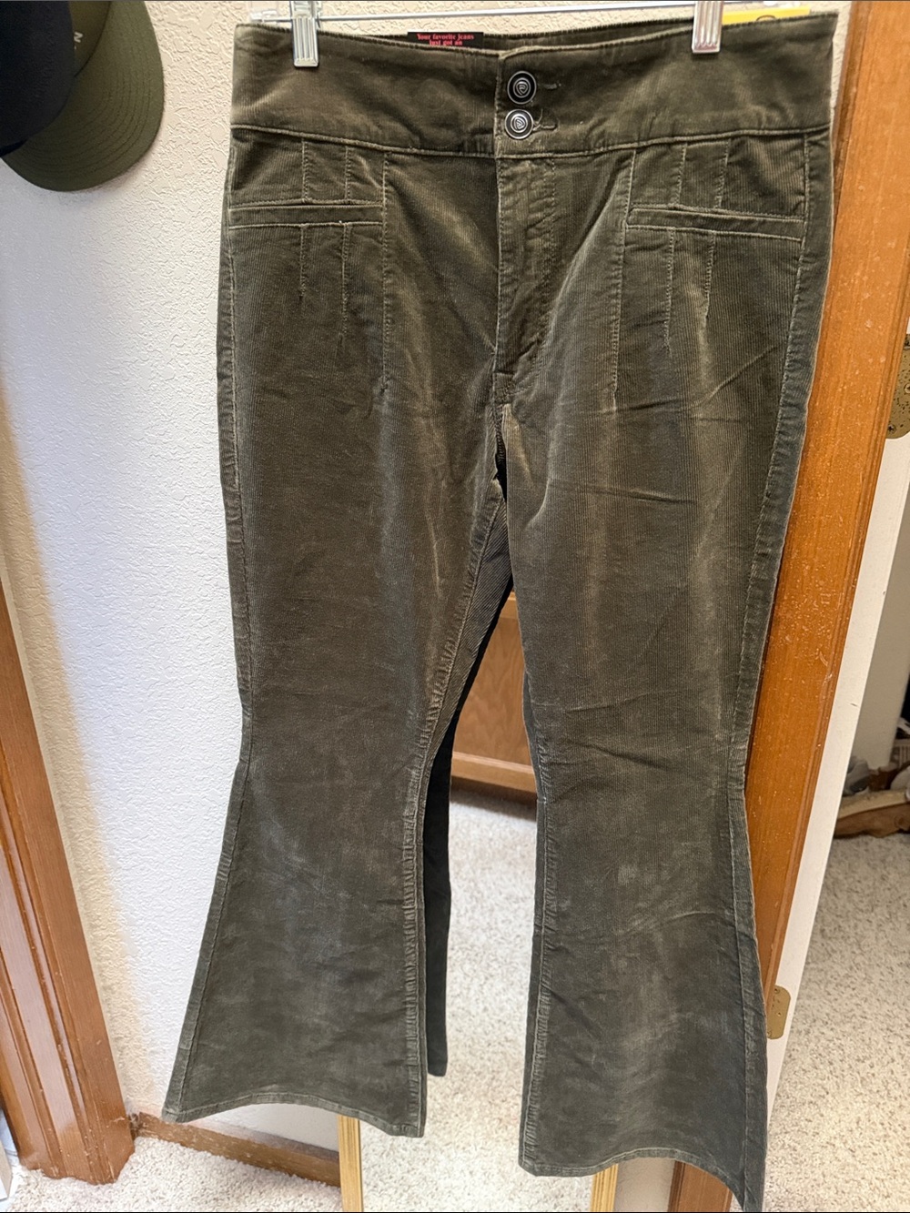Rock & Roll Cowgirl Olive Green Corduroy Boot Cut Jeans